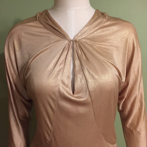 BCBGMAXAZRIA GOLD METALLIC JERSEY REVERSIBLE DRESS Size XS - Picture 8 of 16